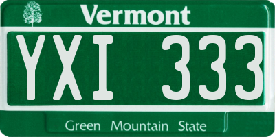 VT license plate YXI333