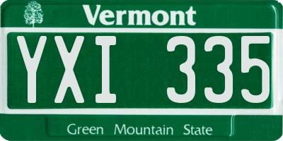 VT license plate YXI335