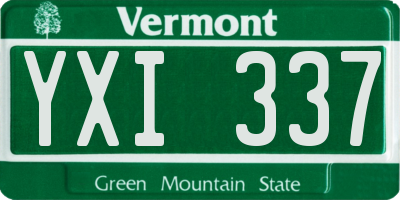 VT license plate YXI337