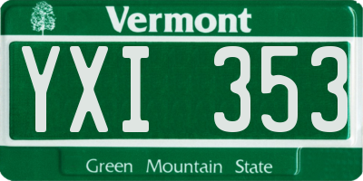 VT license plate YXI353