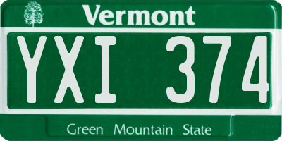 VT license plate YXI374