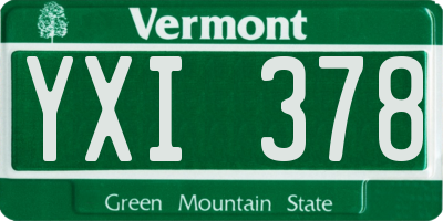VT license plate YXI378