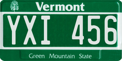 VT license plate YXI456