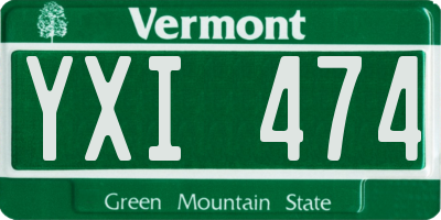 VT license plate YXI474