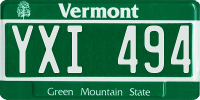 VT license plate YXI494