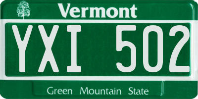VT license plate YXI502