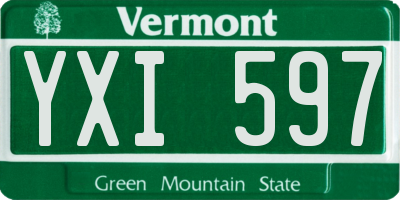 VT license plate YXI597