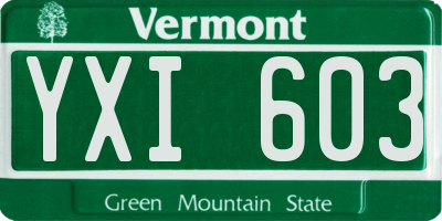 VT license plate YXI603
