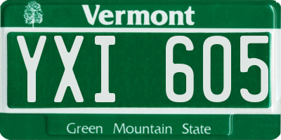 VT license plate YXI605
