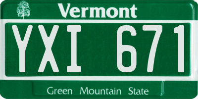 VT license plate YXI671