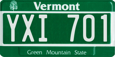 VT license plate YXI701