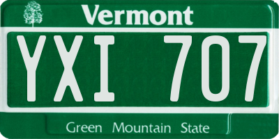 VT license plate YXI707