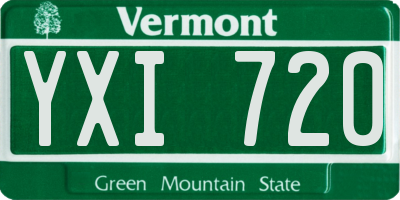 VT license plate YXI720