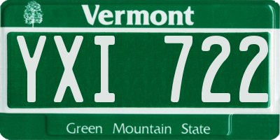 VT license plate YXI722