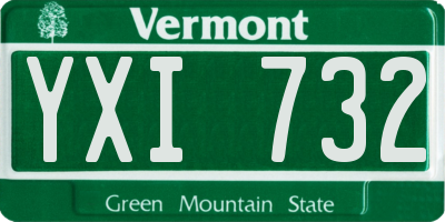 VT license plate YXI732