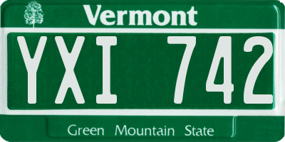 VT license plate YXI742