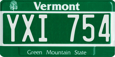 VT license plate YXI754