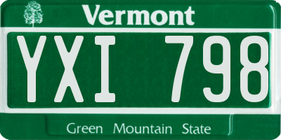 VT license plate YXI798