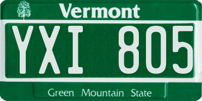 VT license plate YXI805