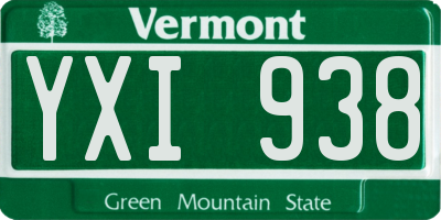 VT license plate YXI938