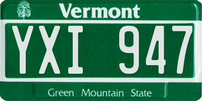 VT license plate YXI947