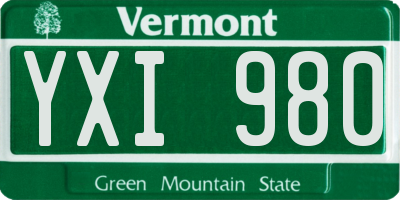 VT license plate YXI980