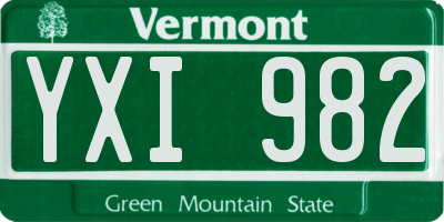 VT license plate YXI982
