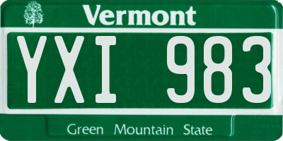 VT license plate YXI983