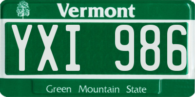 VT license plate YXI986