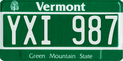VT license plate YXI987