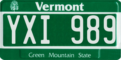 VT license plate YXI989