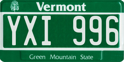VT license plate YXI996