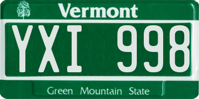 VT license plate YXI998