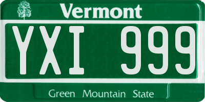 VT license plate YXI999