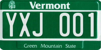 VT license plate YXJ001