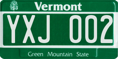 VT license plate YXJ002