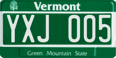 VT license plate YXJ005