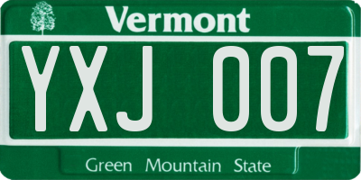 VT license plate YXJ007