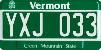 VT license plate YXJ033