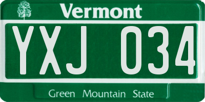 VT license plate YXJ034