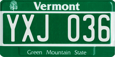 VT license plate YXJ036