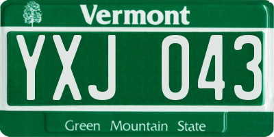 VT license plate YXJ043