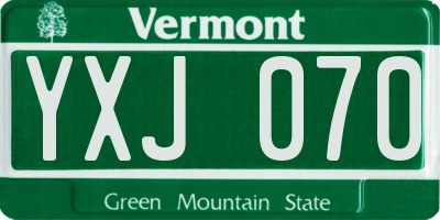 VT license plate YXJ070