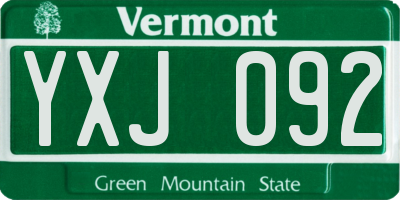 VT license plate YXJ092