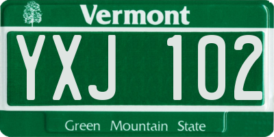 VT license plate YXJ102