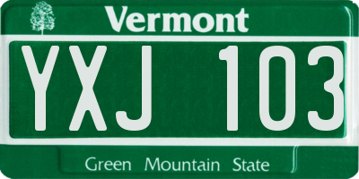 VT license plate YXJ103