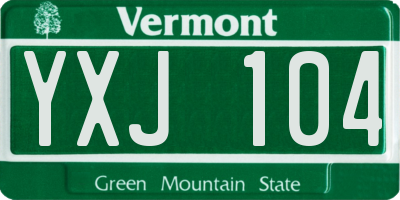VT license plate YXJ104