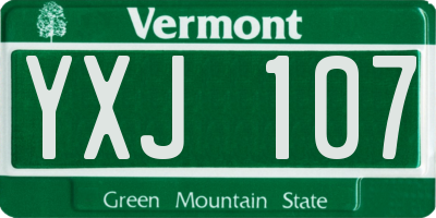VT license plate YXJ107