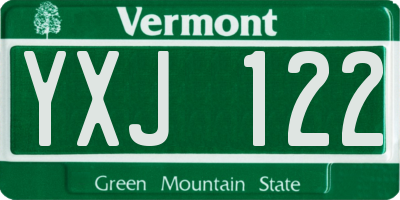 VT license plate YXJ122
