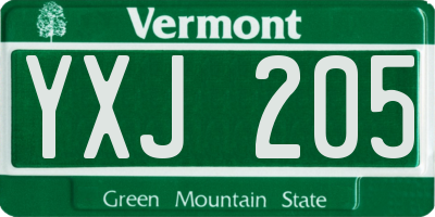 VT license plate YXJ205